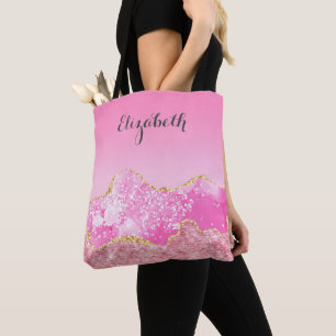 Personalisiertes Roségold Glam Glitter Brautjungfe Tasche