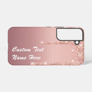 Personalisiertes Roségold Glitter Custom-Text-Name Samsung Galaxy Hülle