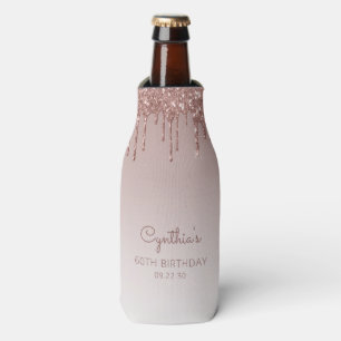 Personalisiertes Roségold-Glitter-Drip 60. Geburts Flaschenkühler