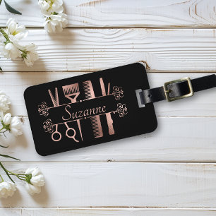 Personalisiertes Roségold Hairstylist Friseur  Gepäckanhänger