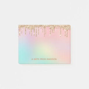 Personalisiertes Roségold mit tropfendem Glitter Post-it Klebezettel
