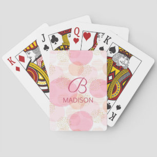 Personalisiertes Roségold-Monogramm-Name Spielkarten