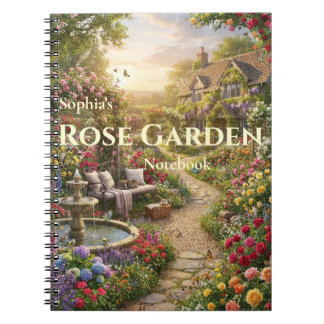 Personalisiertes Rosen-Garten-Spiral-Notizbuch Notizblock