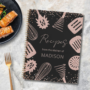 Personalisiertes Rosen-Gold-Glitter-Kochrezeptbuch Notizblock