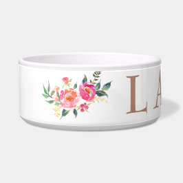 Personalisiertes Rosen-Gold mit Blumen Napf