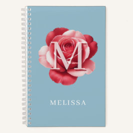 Personalisiertes Rosen-Initial-Notizbuch | Moderne Notizblock