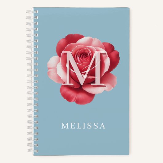 Personalisiertes Rosen-Initial-Notizbuch | Moderne Notizblock (Vorderseite)