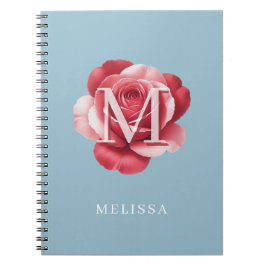 Personalisiertes Rosen-Initial-Notizbuch | Moderne Notizblock