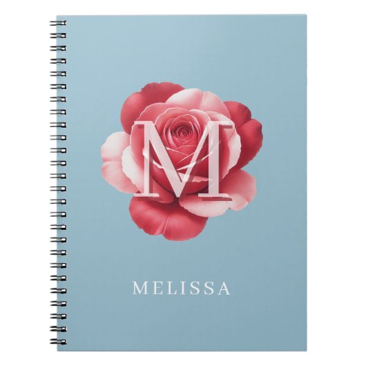 Personalisiertes Rosen-Initial-Notizbuch | Moderne Notizblock (Vorderseite)