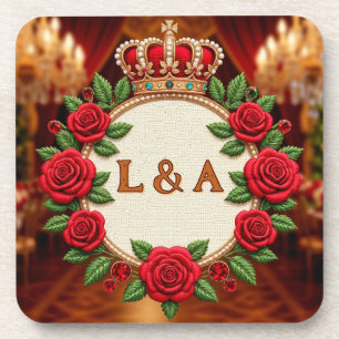 🌹 Personalisiertes Rosenmonogramm Initial Dekor f Getränkeuntersetzer