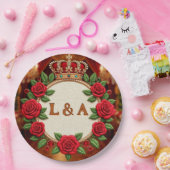 🌹 Personalisiertes Rosenmonogramm Initial Dekor f Pappteller (Party)