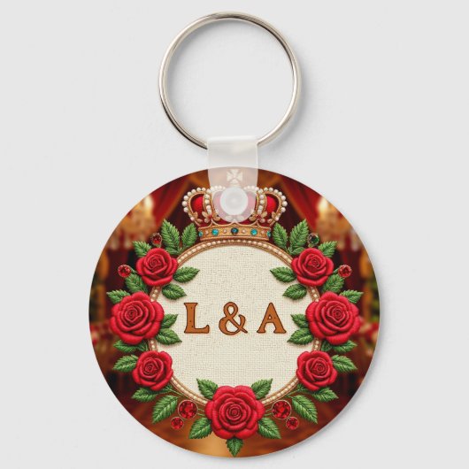 🌹 Personalisiertes Rosenmonogramm Initial Dekor f Schlüsselanhänger (Vorderseite)