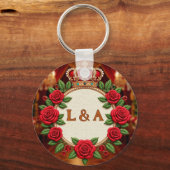 🌹 Personalisiertes Rosenmonogramm Initial Dekor f Schlüsselanhänger (Rückseite)