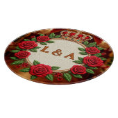 🌹 Personalisiertes Rosenmonogramm Initial Dekor f Schneidebrett (Ecke)