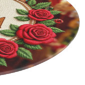 🌹 Personalisiertes Rosenmonogramm Initial Dekor f Schneidebrett (Ecke)