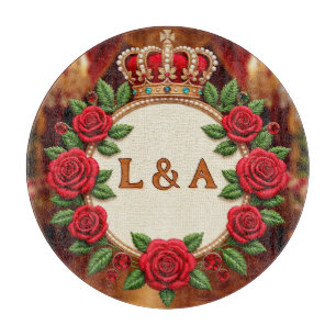 🌹 Personalisiertes Rosenmonogramm Initial Dekor f Schneidebrett