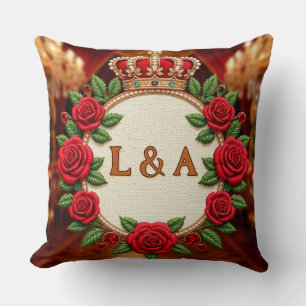 🌹 Personalisiertes Rosenmonogramm Initial-Schmuck Kissen