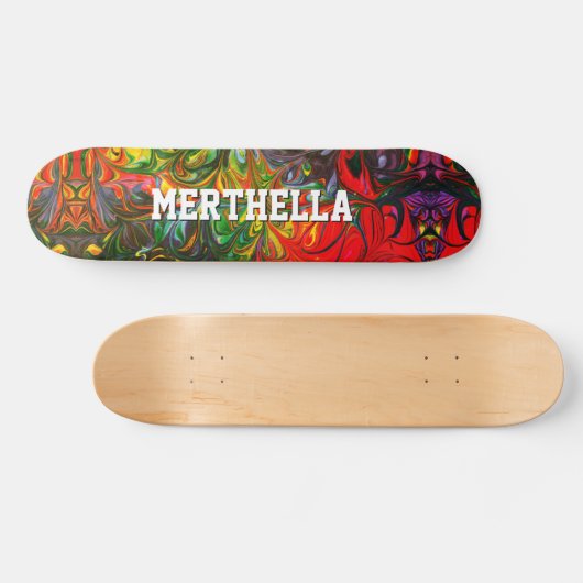 Personalisiertes Rot Abstrakt Skateboard (Horizontal)
