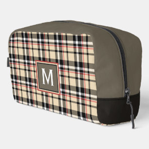 Personalisiertes Rot Beige Braun Schwarz Schottisc Waschbeutel