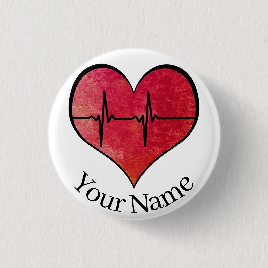 Personalisiertes Rot des Namen-EKG -- Button (Vorderseite)