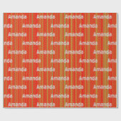 Personalisiertes Rot-Grün-Gold gestreift Geschenkpapier (Flach)