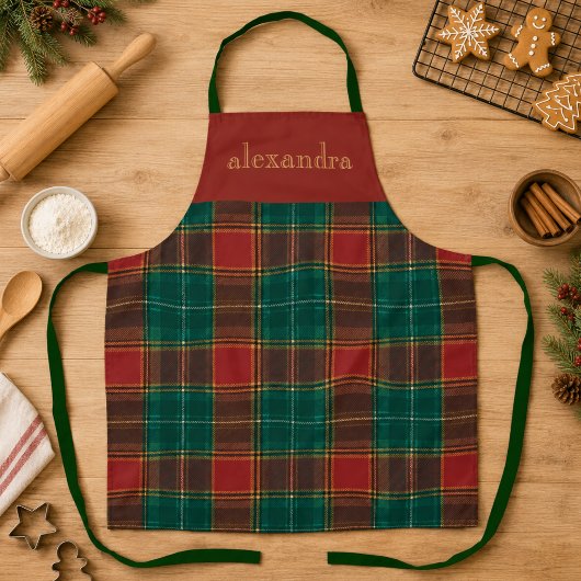 Personalisiertes Rot Grün Tartan Karo Schürze