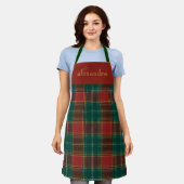 Personalisiertes Rot Grün Tartan Karo Schürze (Getragen)