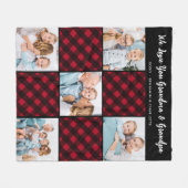 Personalisiertes Rot Kariert 5 FotoCollage Fleecedecke (Vorderseite (Horizontal))