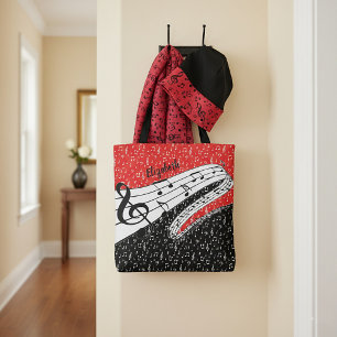 Personalisiertes Rot-Schwarz-Musik-Thema Tasche