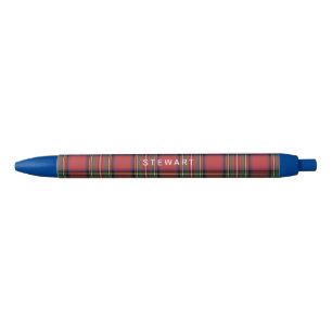 Personalisiertes Rot und Grün Plaid Stewart Tartan Kugelschreiber