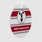 Personalisiertes Rot und Silberner Cheerleader Orn Ornament (Vorderseite)
