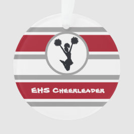 Personalisiertes Rot und Silberner Cheerleader Orn Ornament