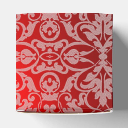 Personalisiertes Rot und Weiß Damask Cube Fevor Bo Geschenkschachtel (Oben)