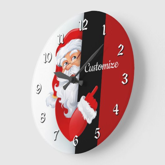 Personalisiertes Rot und Weiß Große Wanduhr (Winkel)