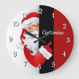 Personalisiertes Rot und Weiß Große Wanduhr