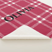 Personalisiertes Rot und Weiß Kariertes Einfaches  Sherpadecke (3/4)