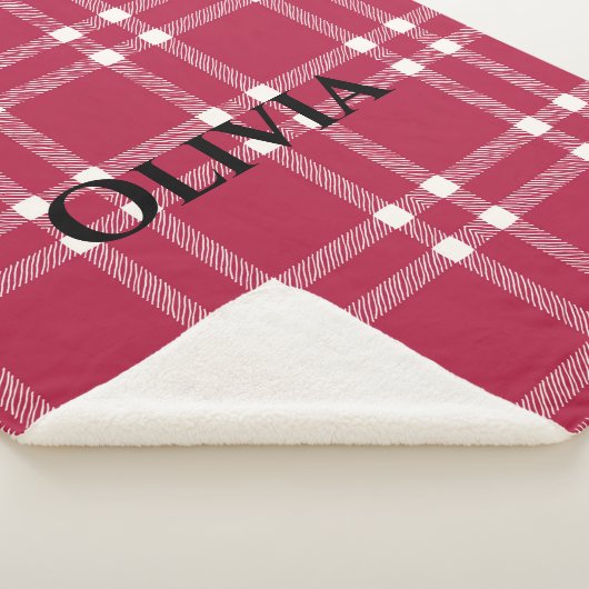 Personalisiertes Rot und Weiß Kariertes Einfaches Sherpadecke (3/4)