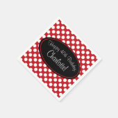 Personalisiertes Rot und Weißer Polka Dot Paper Na Serviette (Ecke)