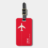 Personalisiertes Rot- und Weißflugzeug Gepäckanhänger (Vorderseite vertikal)