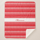 Personalisiertes Rot-Weiß-Sweatmuster Sherpadecke (Vorderseite)