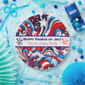 Personalisiertes Rot, Weiß und Blau Pappteller (Party)