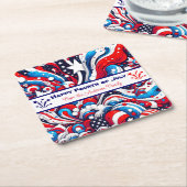 Personalisiertes Rot, Weiß und Blau Rechteckiger Pappuntersetzer (angewinkelt)