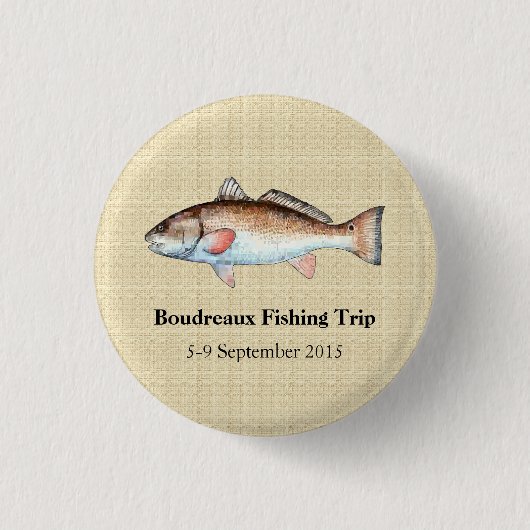Personalisiertes Rotbarsch-Fischen-Ereignis Button (Vorderseite)
