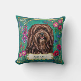Personalisiertes Rotbraunes Lhasa Apso Floralkisse Kissen