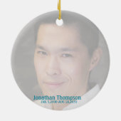 Personalisiertes Roter Vogel-Gedächtnis Foto Weihn Keramik Ornament (Hinten)