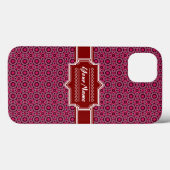 Personalisiertes rotes Abstrakt geometrisches Must Case-Mate iPhone Hülle (Rückseite (Horizontal))