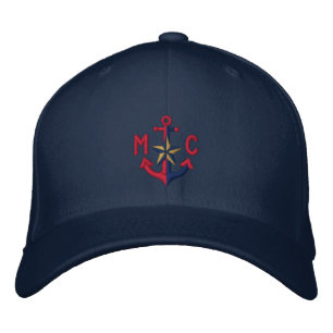 Personalisiertes rotes Ankermonogramm Bestickte Kappe