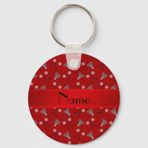 Personalisiertes rotes Badmintonnamensmuster Schlüsselanhänger