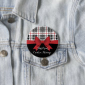 Personalisiertes Rotes Band und Tartan Kariert Button (Beispiel)