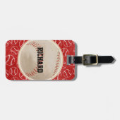 Personalisiertes rotes Baseball-Muster mit Gepäckanhänger (Vorderseite horizontal)